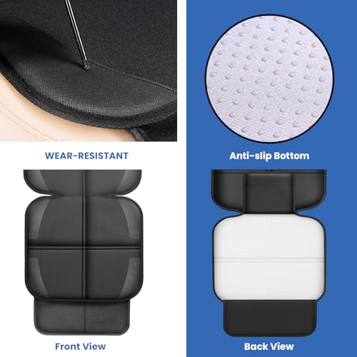 Meolsaek Car Seat Protector for Child Car Seat, Durable 600D Fabric Waterproof Car Seat Cover with Thick Pad Non-Slip Backing，No Imprints (Thicker Black-2pc) - color: Thicker Black-2pc