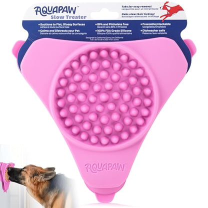 Aquapaw Anti-Slip Dog Lick Mat - Suction Cup Slow Feeder Pad - Calming Bath & Grooming Aid - Mental Stimulation Treat Toy - Pink - size: 1-Pack Regular