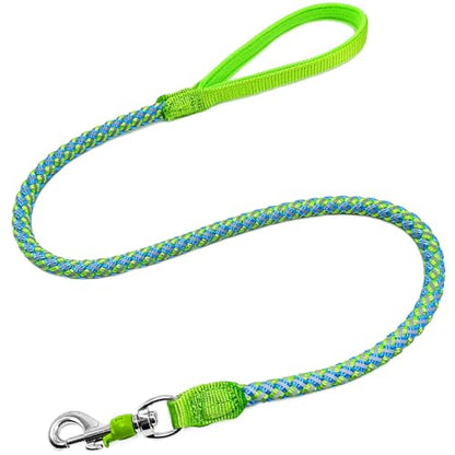 2/3/4/6/10 Foot Reflective Dog Leash Strong Nylon Rope Braided Heavy Duty for Large and Medium Small Dogs Walking Training Leads (Green, 3ft * 1/2") - color: Green, size: 3ft * 1/2"