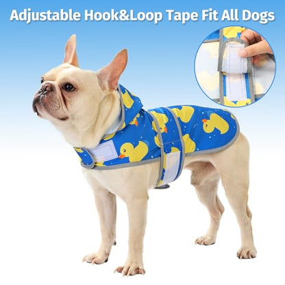 Dog Raincoat for Medium Dogs Waterproof Jacket Hooded Rain Coats with Reflective Strips Leash Hole & Poncho Adjustable Fit (ShinyDuck,M) - color: A. Ducks, size: Medium