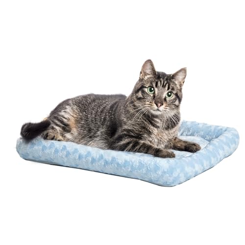 MidWest Homes for Pets QuietTime Fashion XXS Dog Bed - Blue Faux Fur Bolster, Ultra-Soft and Machine Washable, Fits 18-Inch Crates and Carriers, for Small Dogs and Cats - color: Blue, size: 18 Inch