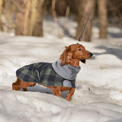Dachshund Coats Waterproof Suitable for Dachshunds Sausage Weiner Dog Winter Coat Padded Fleece Puppy Snowsuit with Adjustable Bands Reflective Stripe - Plaid Green - S - color: Plaid Green, size: Small