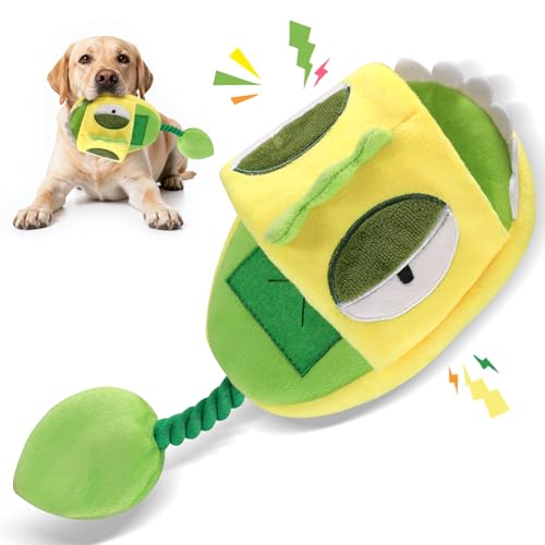 Squeaky Dog Toys, No Stuffing Interactive Dog Chew Toys Built-in Squeaker and Crinkle Paper Sounds Snuffle Foraging Instinct Training Puppy Chew Toys for Small Medium Dogs
