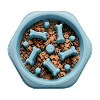 Slow Feeder Dog Bowls Anti Gulping Reduces Gastric Burden Prevents Bloat and Digestive Issues Safe Durable Material Easy to Clean Puppy Slow Feeder Bowl for Healthy Eating Excess Energy Management - color: Blue