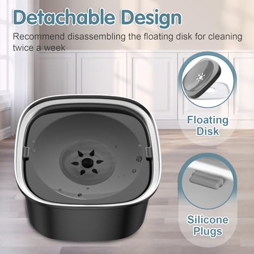 UPSKY 3L Dog Water Bowl 101oz Stainless Steel No Spill Large Capacity Dog Food Water Bowl Slow Water Feeder, Spill Proof Pet Water Dispenser Vehicle Carried Travel Water Bowls - color: C-Black
