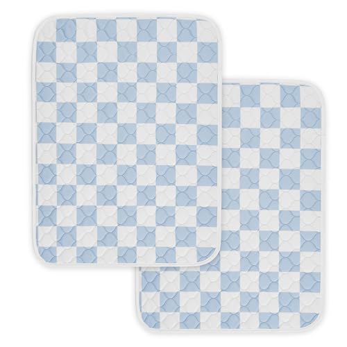 2 Pack Blue Checkered Washable Pee Pads for Dogs, Checkered Reusable Dog Pee Pads, for Puppy Playpen, Crate, Whelping Box, Potty Training, Cute Aesthetic Absorbency, Leak-Proof Non-Slip - color: Blue, size: 18"×24"
