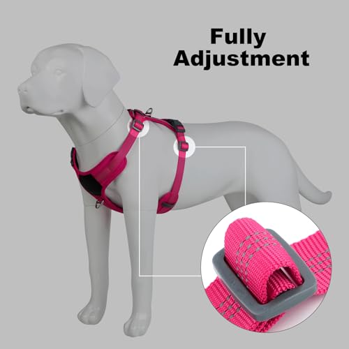 Plutus Pet No Pull Dog Harness, Release at Neck, Soft Padded, Reflective Adjustable Dog Vest Harness for Small, Medium, Large Dogs(Hot Pink, S) - color: Hot Pink, size: S
