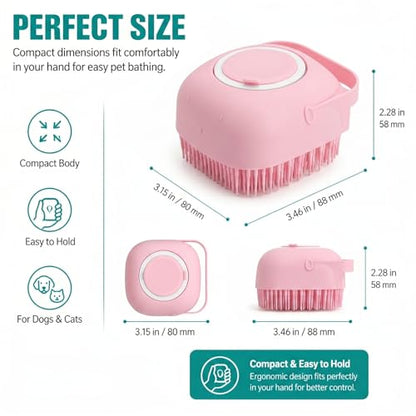 Soft Silicone Pet Bath Massage Brush for Dogs & Cats, Gentle Grooming Cleaning Tool for Puppy Kitten Washing, Pink - color: Pink