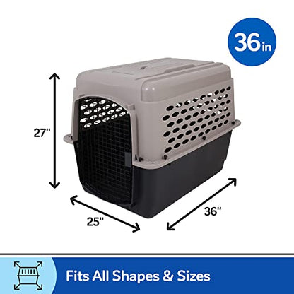 Petmate Vari Dog Kennel - Portable Dog Carriers & Crates for Medium Dogs, Airline-Friendly, Durable Plastic, Pet Carrier For Home and Travel, 32 Inches, Taupe and Black, With Kennel Bowl