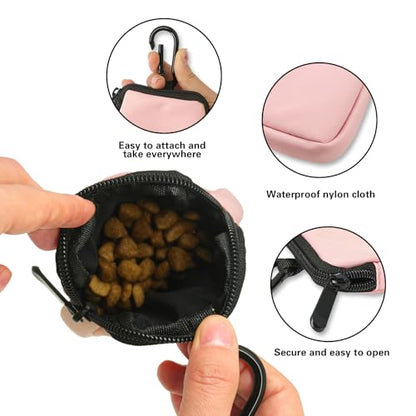 Dog Treat Pouch 2 Pack, Waterproof, Zipper Closure, Hands Free, Black+Pink - color: Black+Pink