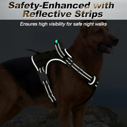 BARKBAY Service Dog Vest Tactical Dog Harness Medium Large Sized Dog No Pull Adjustable Dog Harness Reflective K9 Working Training Easy Control Military Molle System(Green,L) - color: Green, size: Large