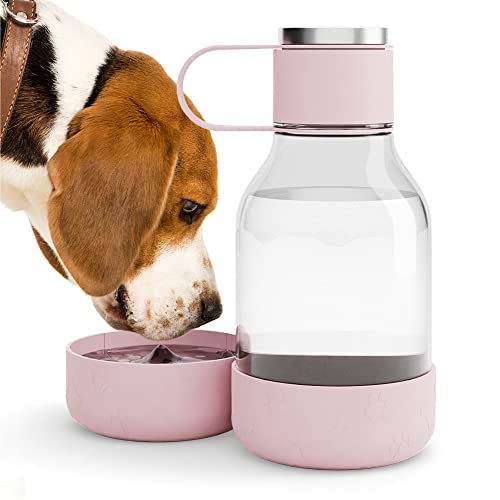 Asobu Buddy Bottle a Stainless Steel Insulated Water Bottle for with Removable Dog Water Bowl and Dog Food and Treat Storage Bowl (Pink, Tritan 50 oz Water Bottle with Bowl) - color: Jumbo mug for dog Pink, size: 50 oz