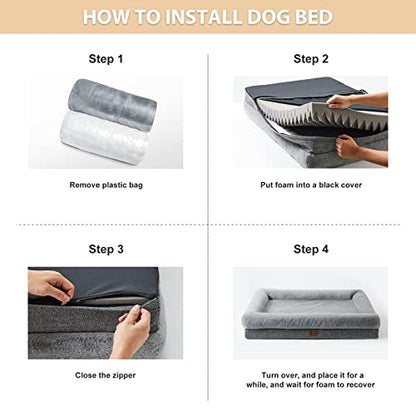 BFPETHOME Orthopedic Dog Beds for Extra Large Dogs, Washable Large Pet with Bolster, Orthopedic Large Dog Mats with Removable Covers & Waterproof Pet Bed for Pet - size: 53.0"L x 42.0"W x 7.0"Th