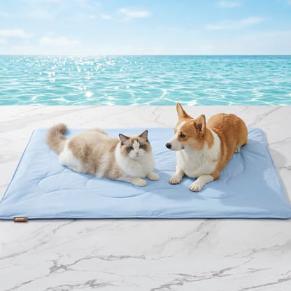 ZOMISIA Premium Cooling Blanket for Medium Dogs - Q-MAX>0.5 Breathable Washable Dog Cooling Mat, Travel Soft Pet Summer Essentials, Blue, 30"x40" - color: Blue, size: M(30x40")