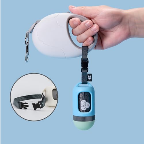 SVD.PET Dog Poop Bag Dispenser, Retractable Dog Waste Bag Holder for Leash, Pet Poop Bag Holder with 15 Bags, Dog Walking Accessory (Blue/Jade) - color: Blue/Jade