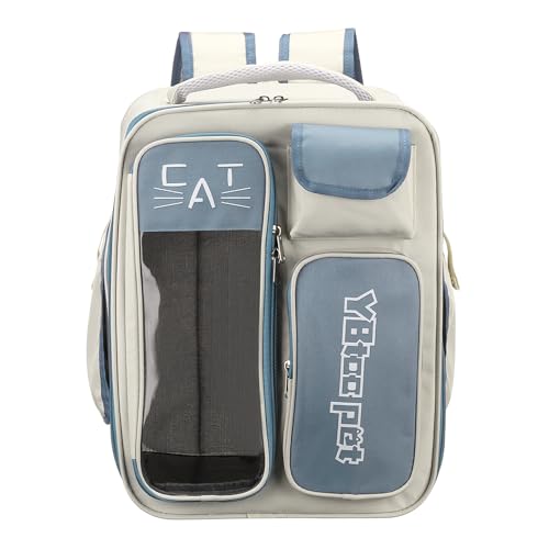 Pet Backpack Carrier, Portable and Ventilated, Oxford Cloth, Dogs Cats and Little Animals Travel Bag 12.99" Up to 16.5 Lbs, (Blue), Intended for Hiking/Camping/Traveling - color: Blue