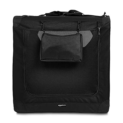 Amazon Basics Folding Portable Soft Pet Dog Crate Carrier Kennel, 42 x 31 x 31 inches, Black - color: BLACK, size: 41.9"L x 30.9"W x 30.7"H