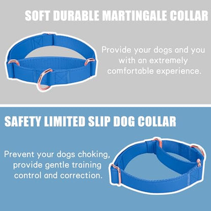 Soft Leather Martingale Dog Collar - Adjustable Rose Gold Limited Slip Collars [Easy to Clean], Stylish Durable Heavy Duty Nylon No Pull Training Collar for Small Medium Large Dogs XS Dark Blue - color: Dark Blue, size: XS (Neck 8"-11", Width 3/5")