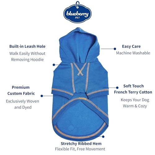 Blueberry Pet Essentials Hoodie – 10″ Cotton‑Blend Sweatshirt with Hood, Alaskan Blue, Machine‑Washable Dog Jersey - color: Dog Hoodie - Alaskan Blue, size: 10 inch (Pack of 1)