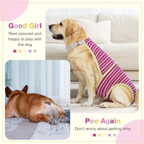 Dog Diapers Female,Female Dog Diapers for Heat Large Dogs, Washable Onesie Sanitary Pantie with Adjustable Suspender Washable, Reusable Period Panties Doggie Diaper, M - color: Rosered, size: Medium
