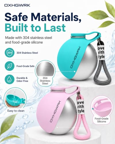 Dog Water Bottle Portable Bowl Travel Collapsible for Dogs with Walking on Walks Dispenser Pet Ball Insulated Hiking Stainless Steel Drinking Waterbottle Puppy Bowls Bottles