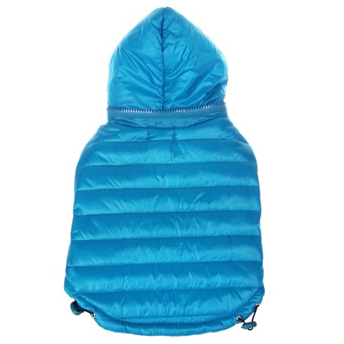 Pet Life ® Sporty Avalanche Lightweight Adjustable Folding Fall and Winter Dog Coat Jacket with Concealed Zippered Pop-Out Hood - color: Blue, size: X-Small
