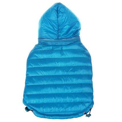Pet Life ® Sporty Avalanche Lightweight Adjustable Folding Fall and Winter Dog Coat Jacket with Concealed Zippered Pop-Out Hood - color: Blue, size: X-Large