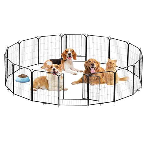 Dog Playpen Indoor 32 Inch 8 Panels Pet Pen with Door & Stakes Portable Exercise Puppy Playpens Metal Dogs Fence Outdoor for Yard RV Camping Training Trips Small Medium Dogs Foldable Expandable - size: 32 Inch
