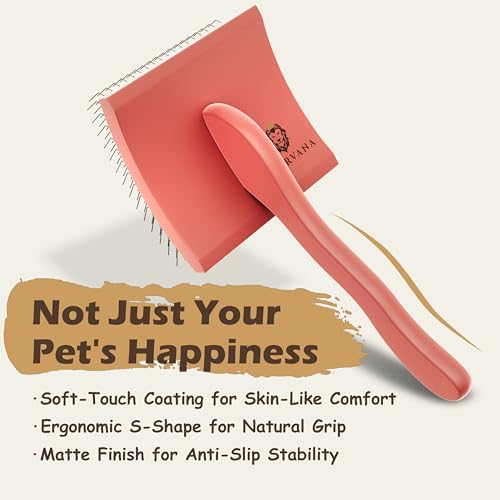 Slicker Brush for Dogs, for Golden Doodles with Long Hair, for Large Pet Dogs, Grooming Pet Hair - red（Large） - color: red