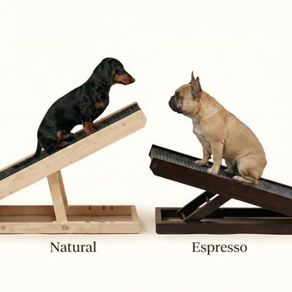 AlphaPaw - Original Natural Wood PawRamp for Small & Large Dogs - No Assembly Required - Adjustable Height Pet Ramp for Bed, Couch, Stairs (Dark Brown) - color: Darkbrown