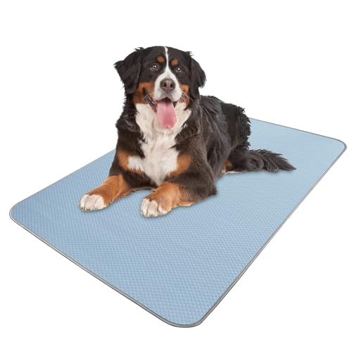 Buvlnee Summer Dog Cooling Mat Washable Ice Silk Self Cool Pad for Small Medium Large Dogs and Cats, Pet Sleeping Pad for Crate, Bed, Indoor & Outdoor Floor, Car Seats - color: Blue, size: 59x40in