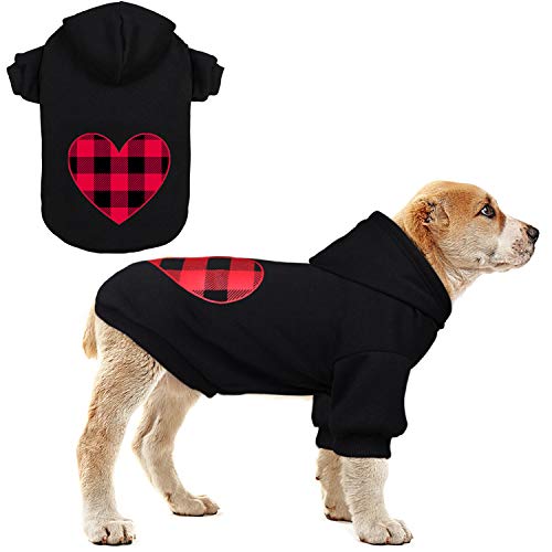 Dog Hoodie Dog Sweaters for Small Dogs Pet Clothes Black Buffalo Plaid Warm and Soft Breathable Cozy(S) - color: Heart, size: S