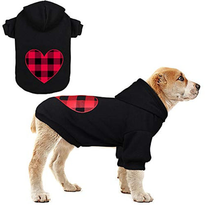 Dog Hoodie Dog Sweaters for Small Dogs Pet Clothes Black Buffalo Plaid Warm and Soft Breathable Cozy(S) - color: Heart, size: S