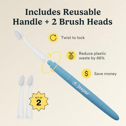 Jasper Microbrush Vet Approved Cat Toothbrush, Soft-Bristled Toothbrush Kit for Felines & Small Dogs, Non-Slip Handle with 2 Replaceable Tooth Brush Heads, Use with Cat Toothpaste, 2-Pack, Blue - color: Microbrush Kit