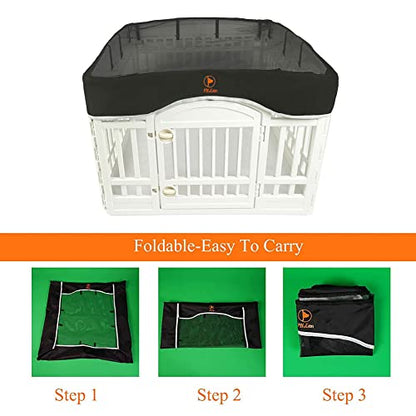 PJYuCien Playpen Top Cover for 36'' Width 4 Panel Pen, Black | More Peace of Mind, More Safe, and Reduce Mess, Suitable for Puppy, Duck, and Other Small Animals,Adhesive Tape Connect - style: Black Cover, 36"Width, Black ( Adhesive Tape Connections )