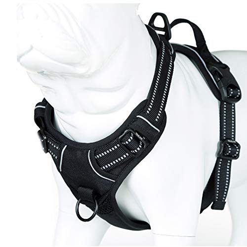 JUXZH Truelove No Pull Dog Harness with Easy Control Handle and 2 Leash Attachments,Reflective Adjustable Pet Vest - color: Black, size: Small (Pack of 1)