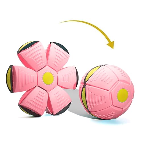 UFO Magic Bouncing Ball 3-Light for Parent-Child Interaction, Flying Saucer Ball Decompression Pop Up Ball Toys for Outdoor Sports, Doggy Disc Ball for Medium Large Dogs (New Red) - color: New Red
