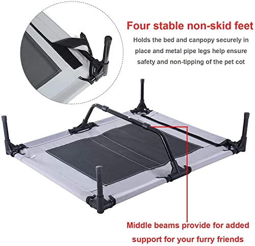 PawfectPals Portable Cooling Waterproof Elevated Heavy Duty Camping Pet Bed and Cot with Detachable Shade for Indoor and Outdoor use (Large) - size: Large