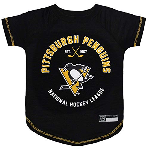 NHL Pittsburgh Penguins Tee Shirt for Dogs & Cats, X-Small. - Are You A Hockey Fan? Let Your Pet Be An NHL Fan Too! - color: Pittsburgh Penguins, size: X-Small