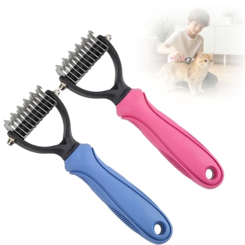 Double-Sided Pet Grooming Tool for Dogs & Cats, Undercoat Rake Pet Brush, Dematting Comb for Dogs and Cats, Multifunctional Dematting Too, Deshedding Grooming Brush for Long & Short Hair(Mix，S) - color: Mix, size: S