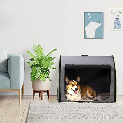 PETSFIT Foldable Dog Crate, Dog Travel Crate - 30 Inch Lightweight, Roomy, Easy to Set Up, Portable Pop Up Dog Carrier with Thick Mat, Sturdy Portable Dog Crate, Gray