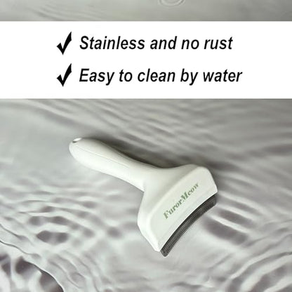 Pet Deshedding Tool with Curve Blade, Cat Grooming Brush, Tight V-shaped Teeth Shedding Comb for Cat and Small Dog (White, Small) - color: White, size: Small