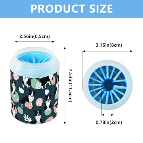 Cute Animals Dogs Black Print Dog Paw Cleaner Cup with Soft Silicone Brush, Portable Lightweight Small Muddy Paw Washer for Dogs, Easy to Use Pet Foot Cleaner