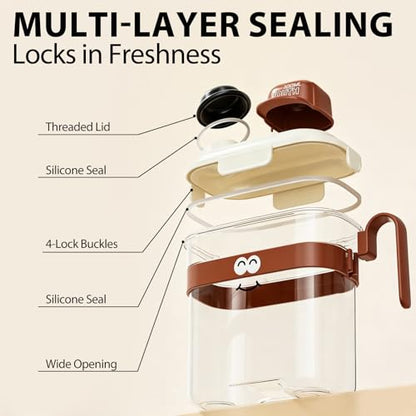 Pet Food Storage Container with Airtight Lid, 8lbs Large Capacity Cat Dog Food Storage Bins with Measuring Cup, Pour Spout & Handle, BPA-Free, Leak-Proof for Dry Food, Cereals (Brown) - color: Brown
