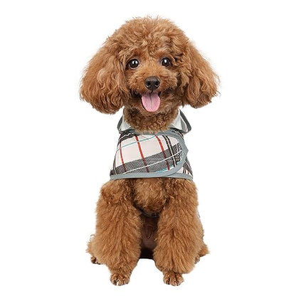 Dog Raincoat for Small Dogs Puppies Waterproof Jacket Hooded Rain Coats with Reflective Strips Leash Hole & Poncho Adjustable Fit (Plaid,XS) - color: Khaki Plaid, size: X-Small