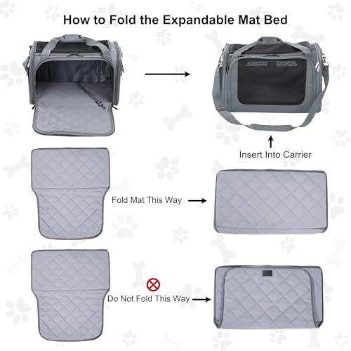 EliteField Deluxe Soft-Sided Pet Carrier (3 Year Warranty, Airline Approved), Travel Bag for Dogs, Cats & Small Pets, with Expandable Mat - color: Gray, size: Large: 20"L x 12"W x 12"H