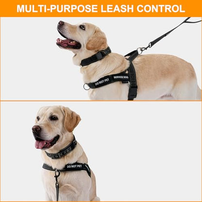Annchwool No Pull Dog Harness,Heavy Duty Reflective Collar & Leash Set-Dog Leash with Double Handle & Car Seatbelt Clip-Easy Control for Walking Training Medium Large Size Dogs(Black,S) - color: Black, size: S