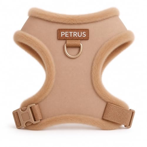 Premium No-Pull Dog Harness Soft Neoprene & Breathable Mesh Vest with Front & Back Clip D-Rings Adjustable Lightweight Walking Harness for Puppies, Small & Medium Dogs (Beige Fur Trim, L) - color: Beige Fur Trim, size: L: Neck=16.5-22''/Chest=22.4-32.7''