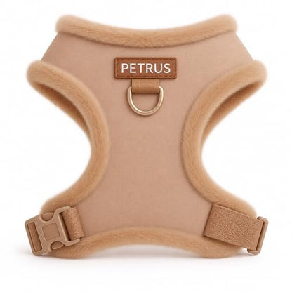 Premium No-Pull Dog Harness Soft Neoprene & Breathable Mesh Vest with Front & Back Clip D-Rings Adjustable Lightweight Walking Harness for Puppies, Small & Medium Dogs (Beige Fur Trim, S) - color: Beige Fur Trim, size: S: Neck=13.8-17.3''/Chest=16.1-21.3'