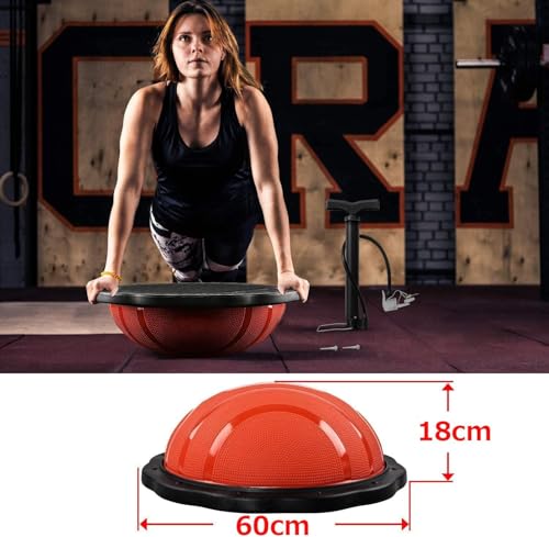 Yes4All Combo Half Ball Balance Trainer Balance, Massager Roller for Yoga, Pilates, Stretches - color: B. Red/Black